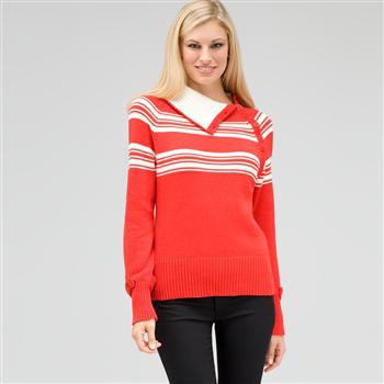 Long Sleeve Raglan Button Out Turtle Neck, Fire Red Multi, large