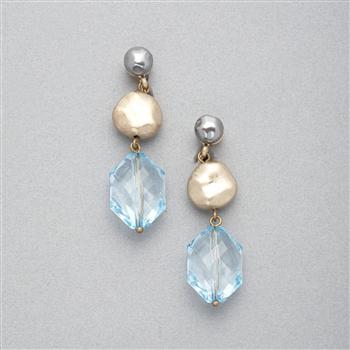 Blue and Gold Clip On Earring, Blue, large
